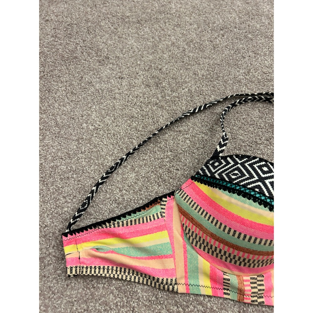 Shade & Shore Bikini Top Womens 38B Multi Color Push Up Underwire Halter Top - Picture 4 of 9